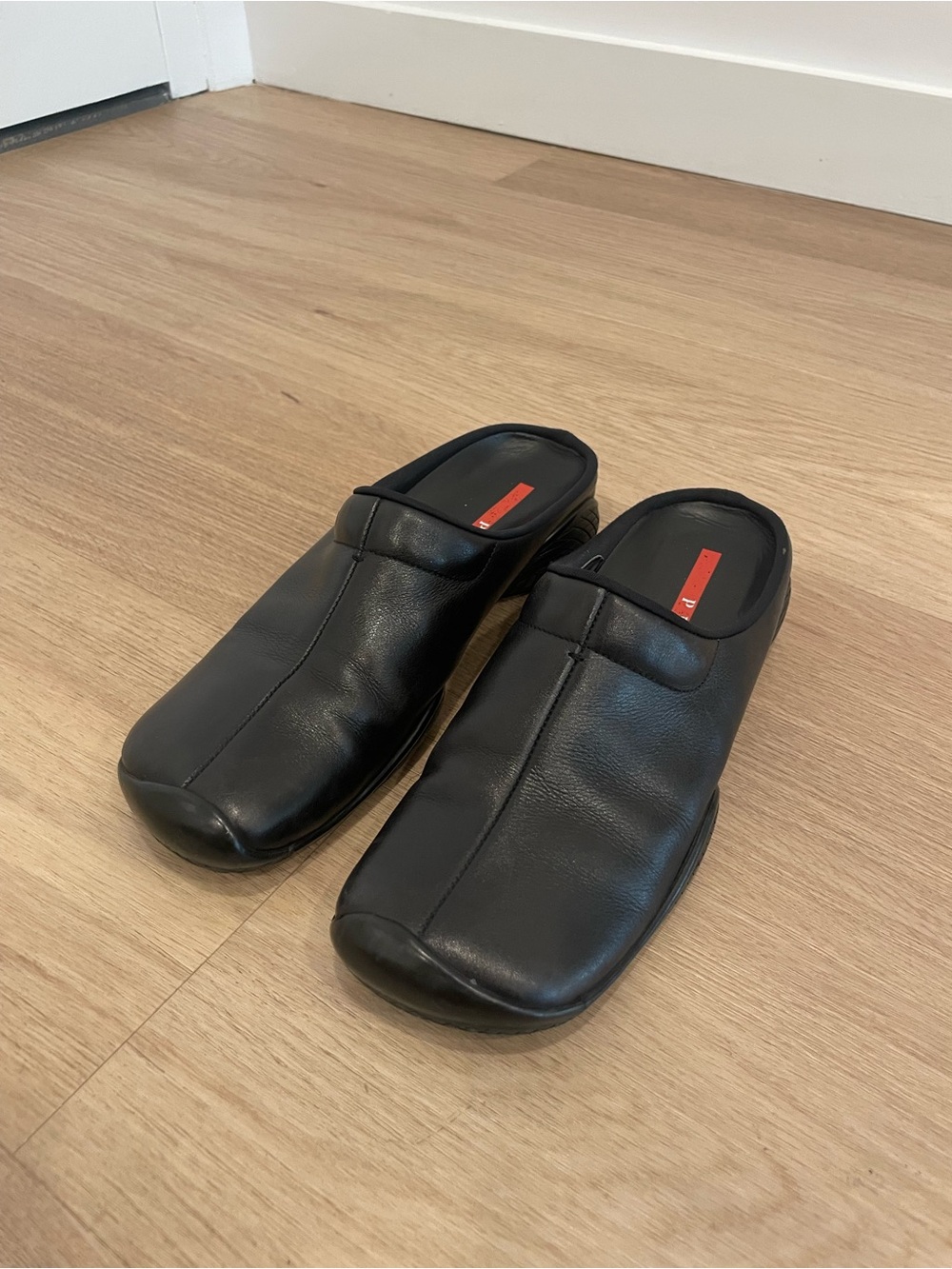 Prada Black Leather Slip-On Mules